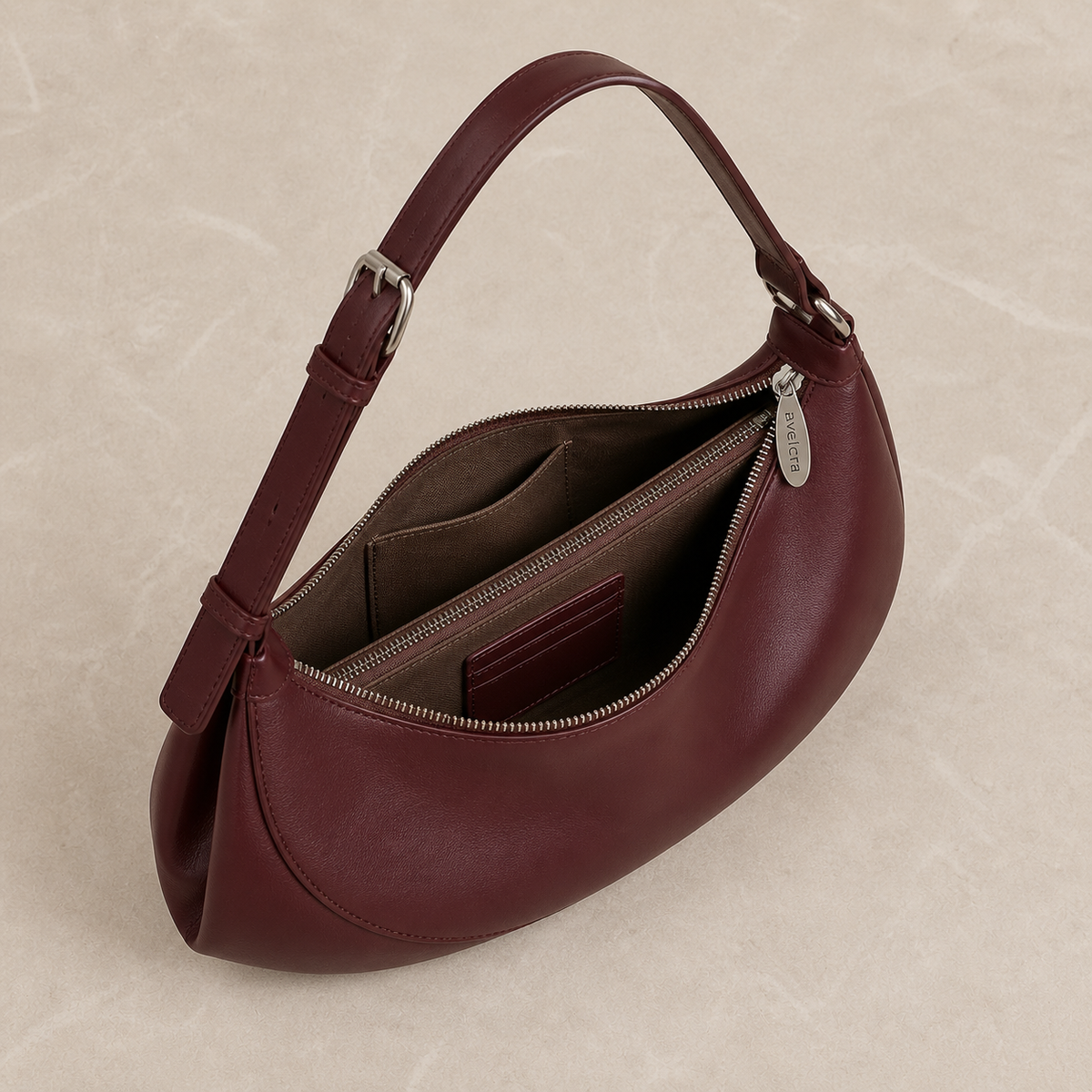 Solene Crescent Shoulder Bag - interior view